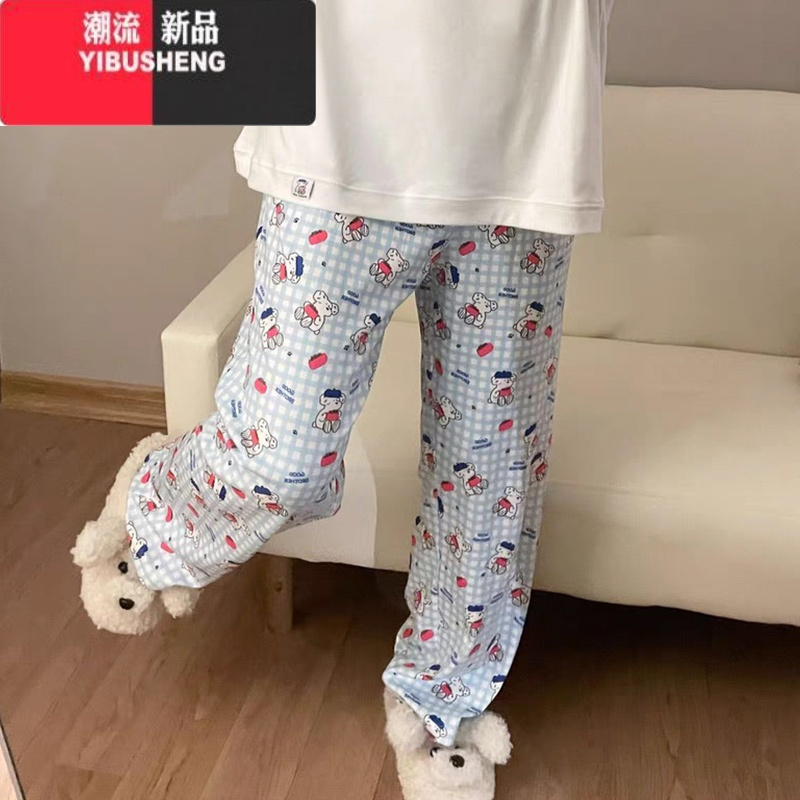 YIBUSHENG[香菇来了]ins韩系遛弯睡裤女新款多巴胺甜美家居休闲裤