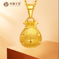 足金9995G拉丝福袋吊坠黄金项链礼物 1.86g