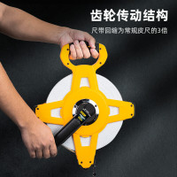 得力(deli)DL98100B 架式皮卷尺三倍速塑壳(黄) 100mx14.5mm