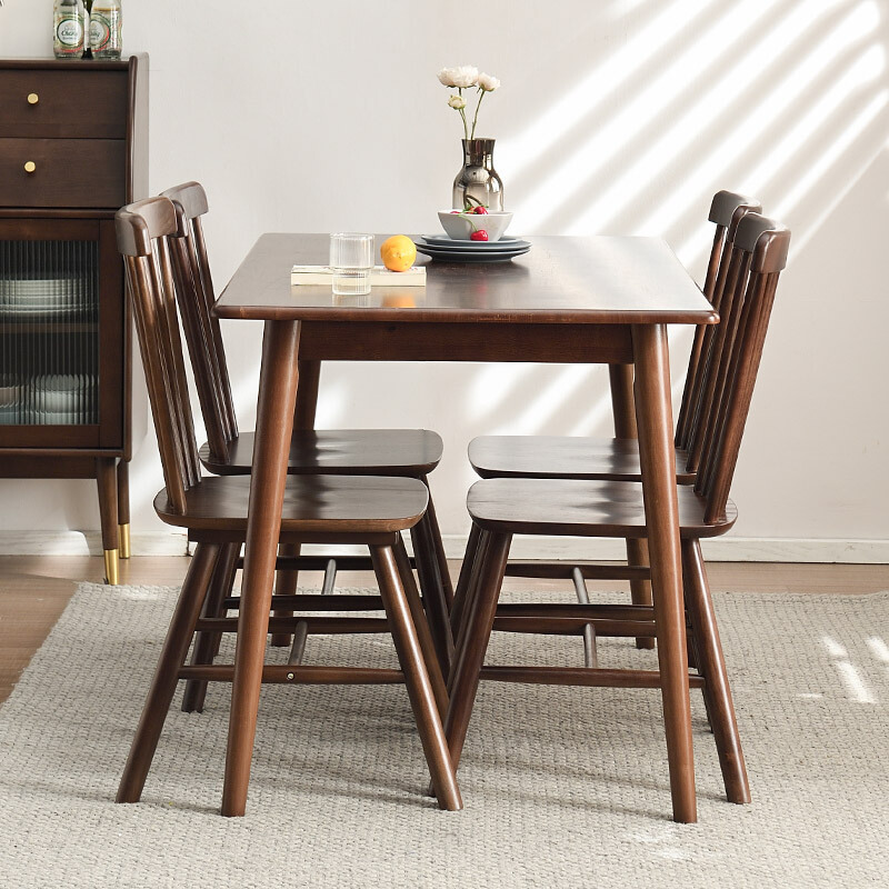 家逸北欧餐桌椅组合实木餐桌饭桌方桌吃饭桌子长方形家用小户型