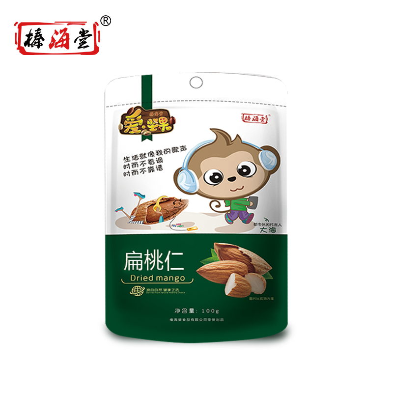 [榛海堂 扁桃仁100g]巴旦木仁办公室零食巴坦木原味熟巴达木大杏仁坚果炒货休闲零食特产小吃网红干果