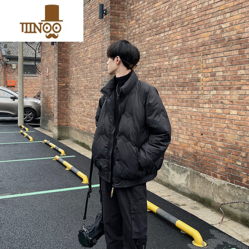 YANXUCLXR2023冬季纯色加厚立领棉衣男宽松百搭棉袄休闲羽绒服棉服外套高清大图