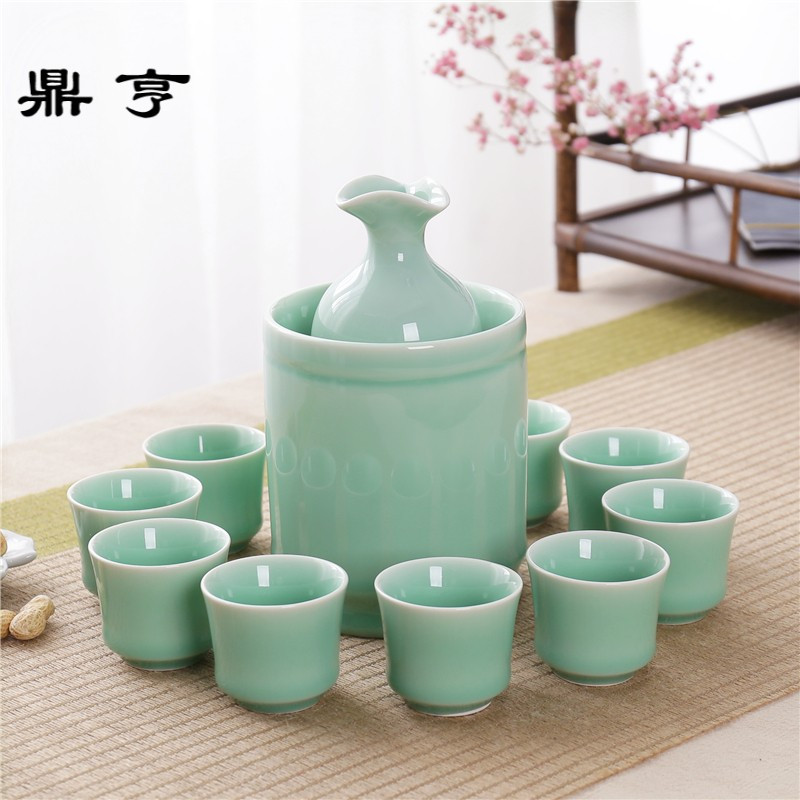 鼎亨青花瓷白酒陶瓷温酒壶酒具酒杯套装黄酒温酒器暖酒壶烫酒壶热