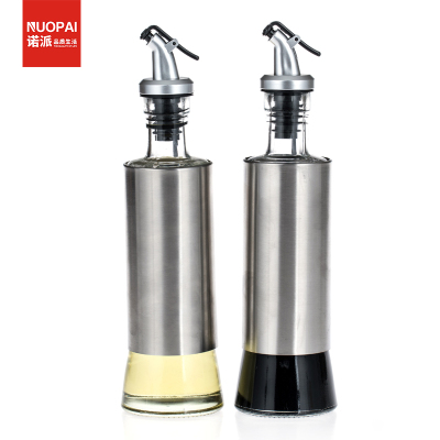 诺派(NUOPAI)不锈钢玻璃油壶2个装320ml*2 防漏油瓶醋壶 厨房家用 调味瓶 油罐 酱油调料瓶 料酒壶 C67