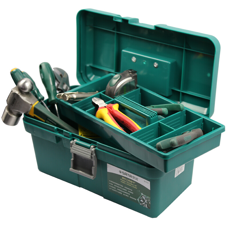 世达(SATA)95162 增强加厚型PP塑料工具箱大号车载储物收纳维修工具盒 单个装