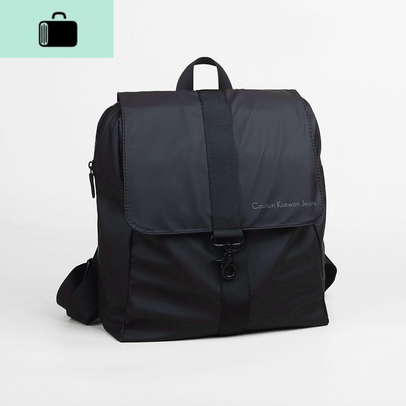 双肩包男韩版百搭潮牌时尚潮流ins背包女大容量旅行包学生书包NEW LAKE 黑色小号（两边无口袋）收藏加购下单送礼