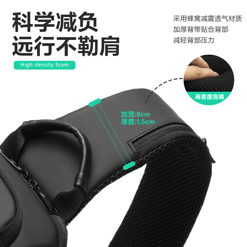 维多利亚旅行者多功能商务斜挎包单肩包胸包 5089黑高清大图