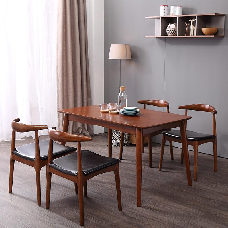 汐岩牛角椅实木北欧餐椅现代简约家用书房凳子书桌餐厅实木椅子靠背椅高清大图