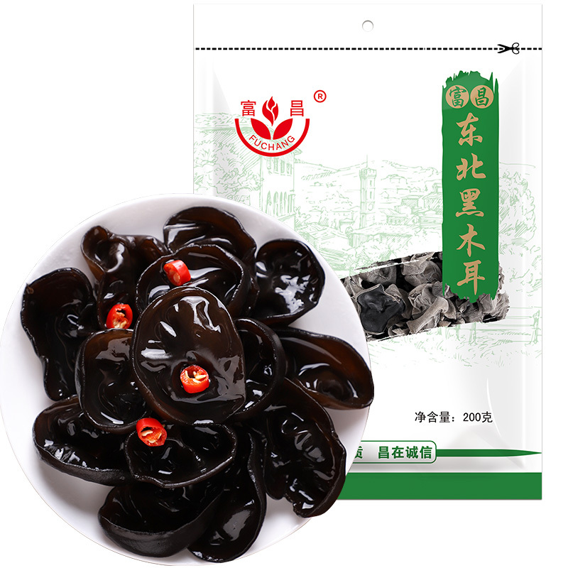 富昌 东北黑木耳200g 肉厚无根木耳 煲汤炒菜凉拌火锅材料 特产山珍南北干货