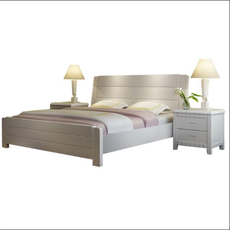 现代简约全实木床白色橡木1.8米双人床1.5m1.2单人床1.35主卧家具图片