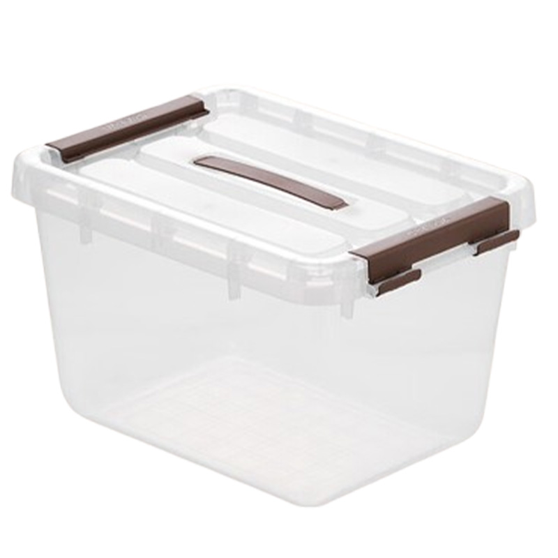 茶花收纳箱16.5L集纳透明可视杂物手提塑料框带提手152010