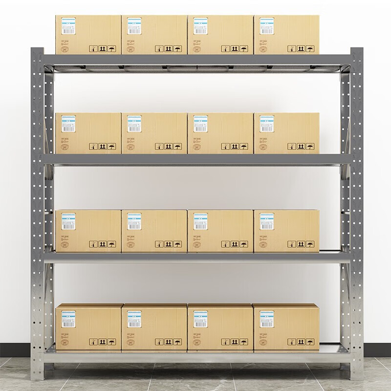 鑫金虎 304不锈钢2.0m货架承重200kg/层收纳置物架四层仓储超市货架2000*600*2000mm高清大图