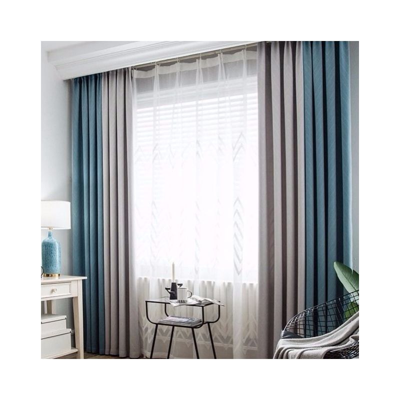 简约粉灰拼接ins风成品客厅卧室落地窗仿羊绒网红遮光窗帘