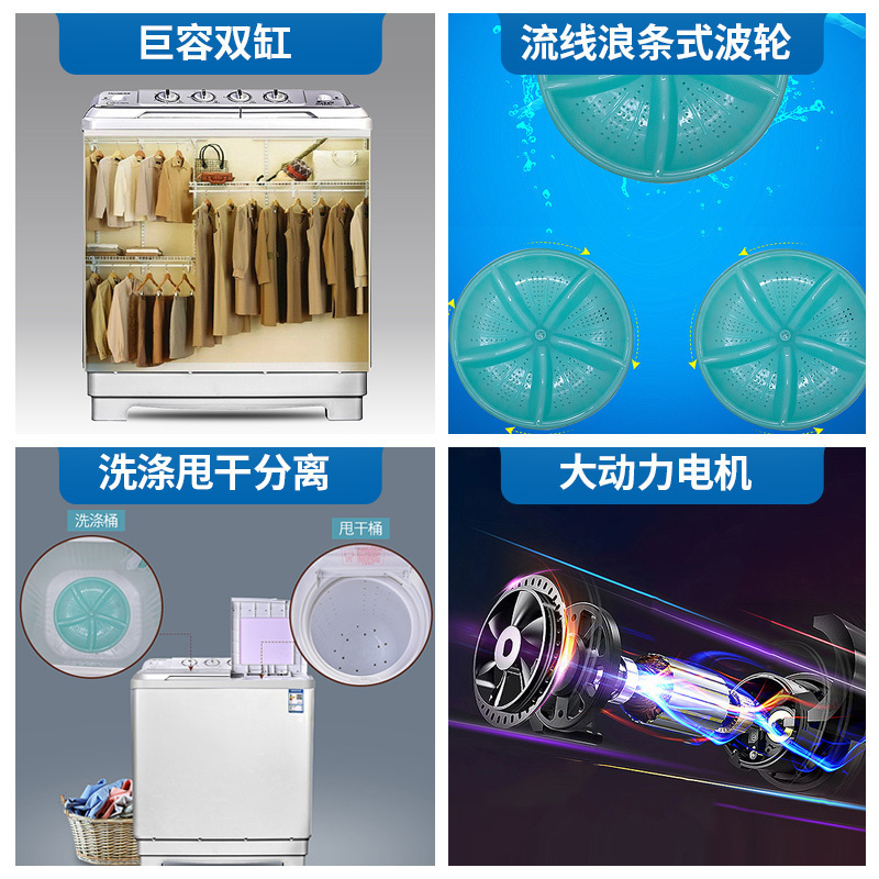 美菱(MELING) 11公斤 双缸洗衣机 双桶半自动波轮 洗脱一体机 大容量节能双桶洗衣机 XPB110-17BQ1S