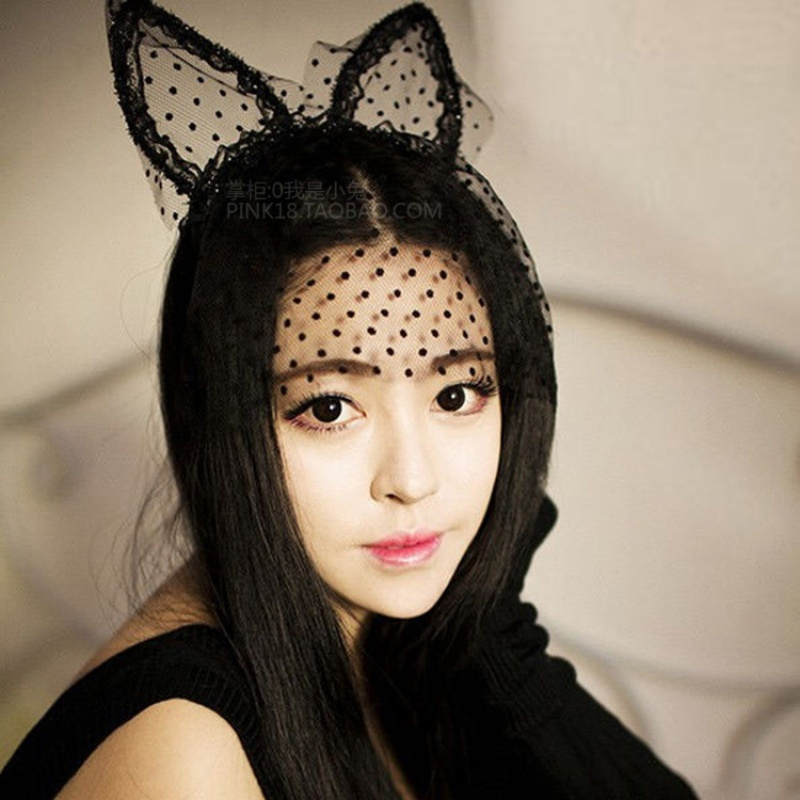 清纯甜美头饰 蕾丝面纱猫耳朵 兔子箍 情趣内衣女式制服真人