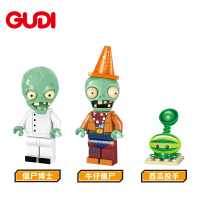 古迪男孩植物大战僵尸diy拼装积木小颗粒玩具60006平原座驾