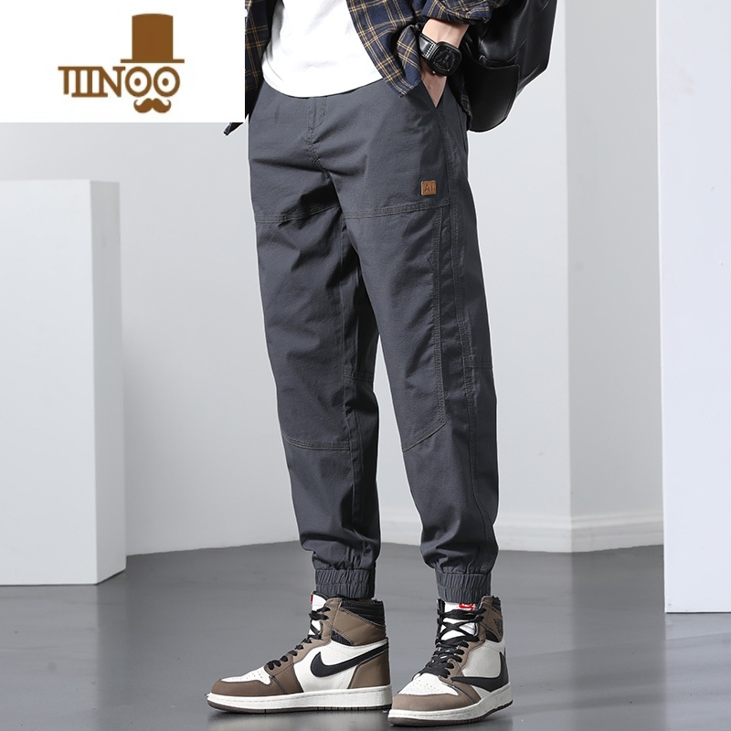 YANXU工装裤男士2023夏季薄款高端运动大码休闲九分潮牌束脚长裤子高清大图