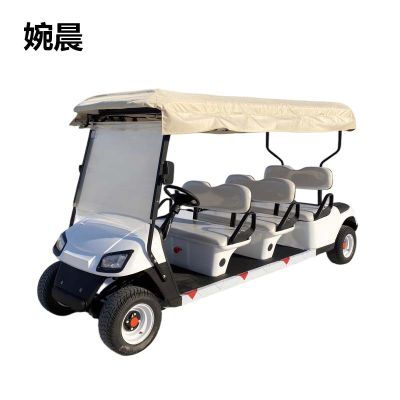电动高尔夫球车4-6-8座公园景区旅游观光车小区楼盘售楼处看房车酒店高铁接待游览摆渡电瓶车 三排六座（铅酸电池） 72V