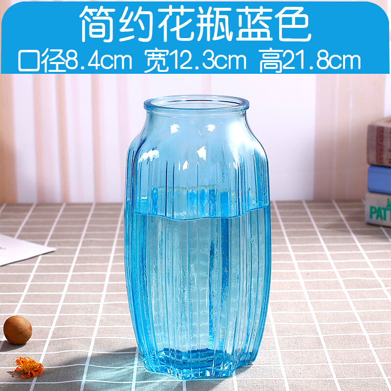 欧式玻璃花瓶创意插花瓶田园小清新家居透明水培花瓶生活日用日用家居