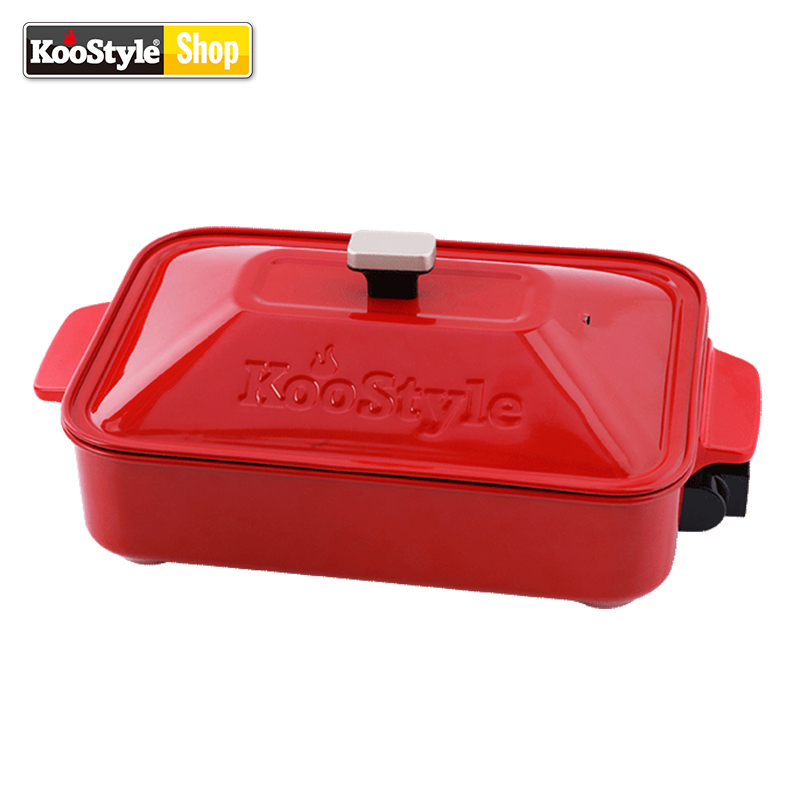 烤食代(KooStyle)多功能料理锅 电火锅烧烤炉 家用电烤锅火锅烧烤一体锅 复古红