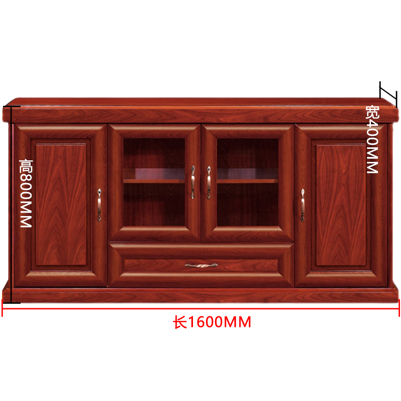 珩逸胡桃色餐边柜简约茶水柜四门1600*400*800[工厂现做 7天内发货]高清大图