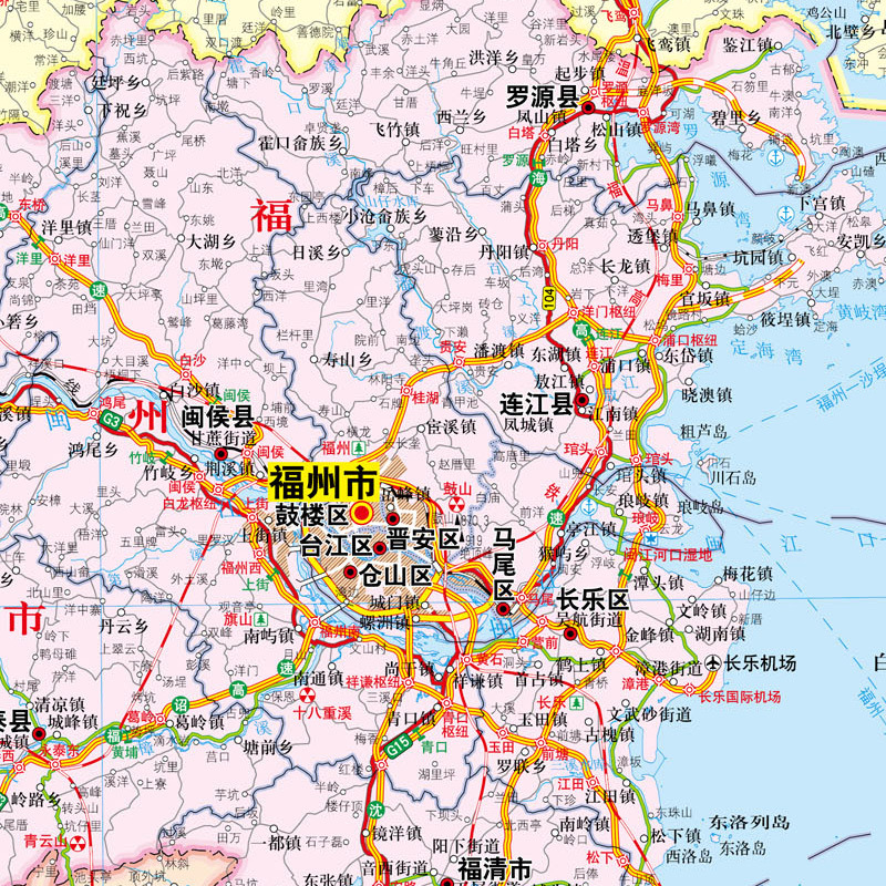[正版]2024年 福建省地图墙贴高清双面防水覆膜 卷筒发货 政区交通