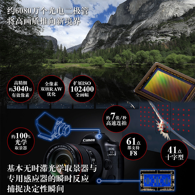 佳能EOS 5D4 Mark IV专业级高级单反摄影像照相机 EF 24-70 64G卡