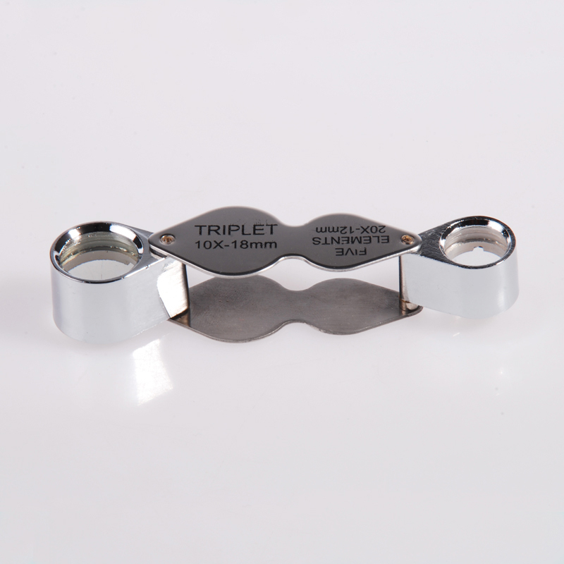 育空UKON折叠便携金属双胞胎双倍光学放大镜(凸透镜)高倍高清阅读放大 10倍 20倍ZDSB1020X放大镜(凸透镜)