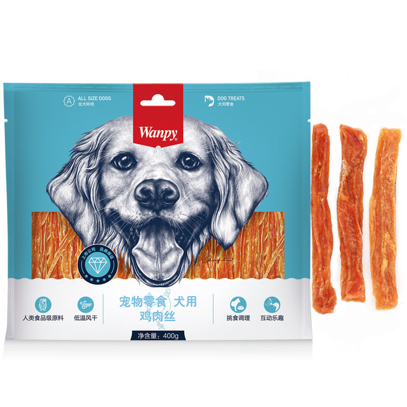 顽皮Wanpy宠物零食犬用鸡肉丝400g