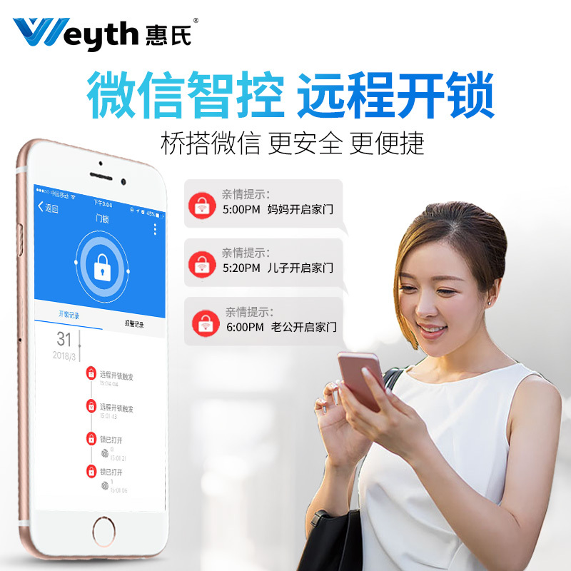 惠氏指纹锁家用防盗门锁智能电子锁远程密码磁卡密码锁S-H88