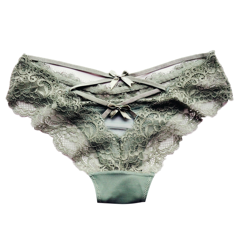 suntek蕾丝内裤女欧美性感镂空绑带网纱透明超薄透气低腰三角裤