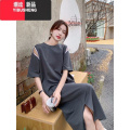 YIBUSHENG设计感镂空过膝长款连衣裙女季新款胖mm大码300斤宽松显瘦t恤S
