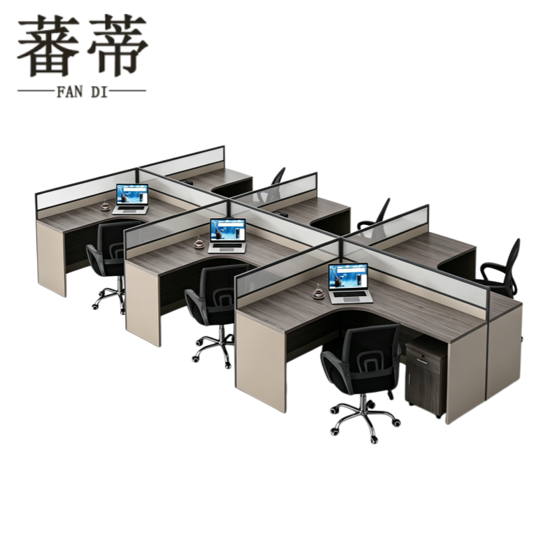 蕃蒂 屏风工位 六人位含柜椅4200*2400*1100mm 组高清大图