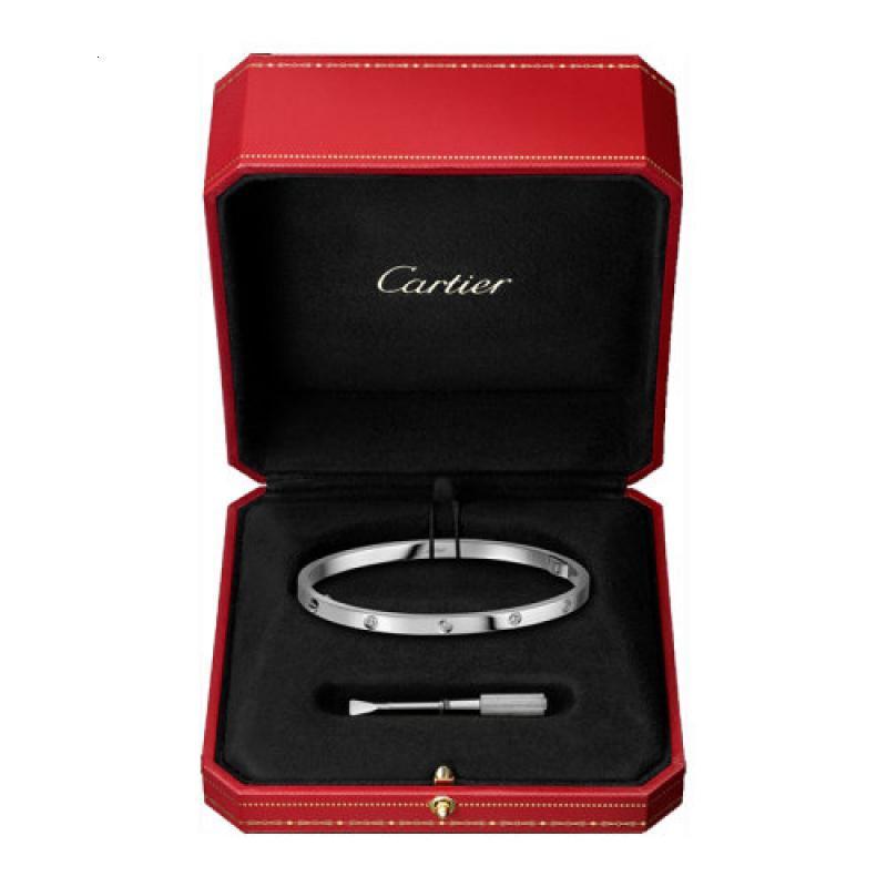 cartier卡地亚love系列18k金白金10钻石小号手镯b6048017