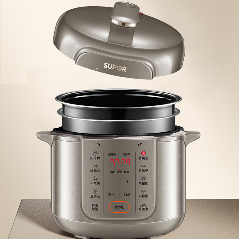 苏泊尔（SUPOR）-电压力锅6L全自动智能预约家用煲汤多功能面板易清洁双内胆压力锅电饭煲高压锅4-8人SY-60YC高清大图