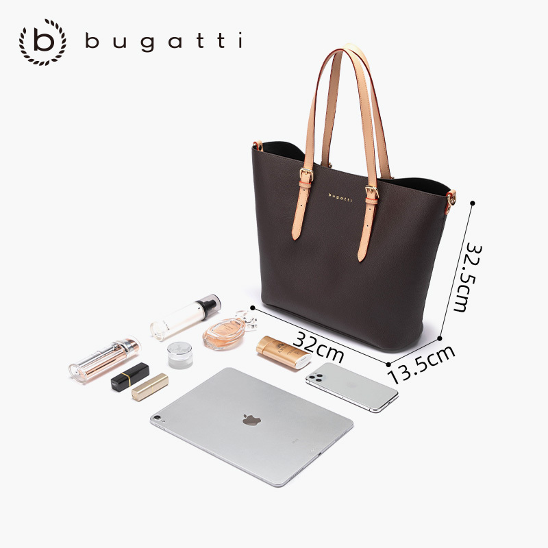 bugatti 德国轻奢品牌 时尚水桶包包菜篮子子母包女斜挎内胆欧美休闲女士手提包纯色简约大容量女包