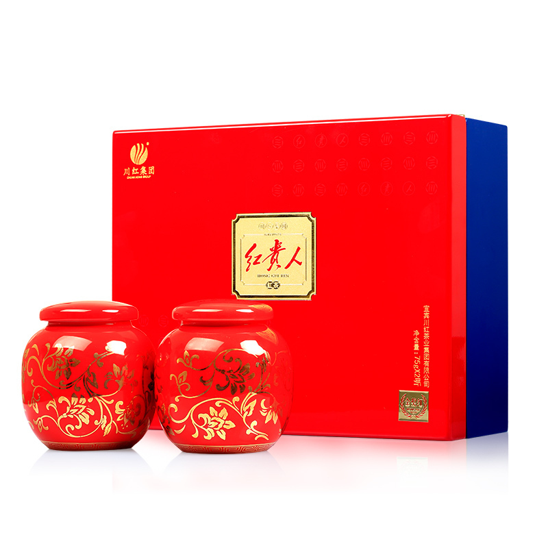 五粮液茶产业 川红集团特级茶叶川红工夫红茶茶叶(红贵人)礼盒150g/盒