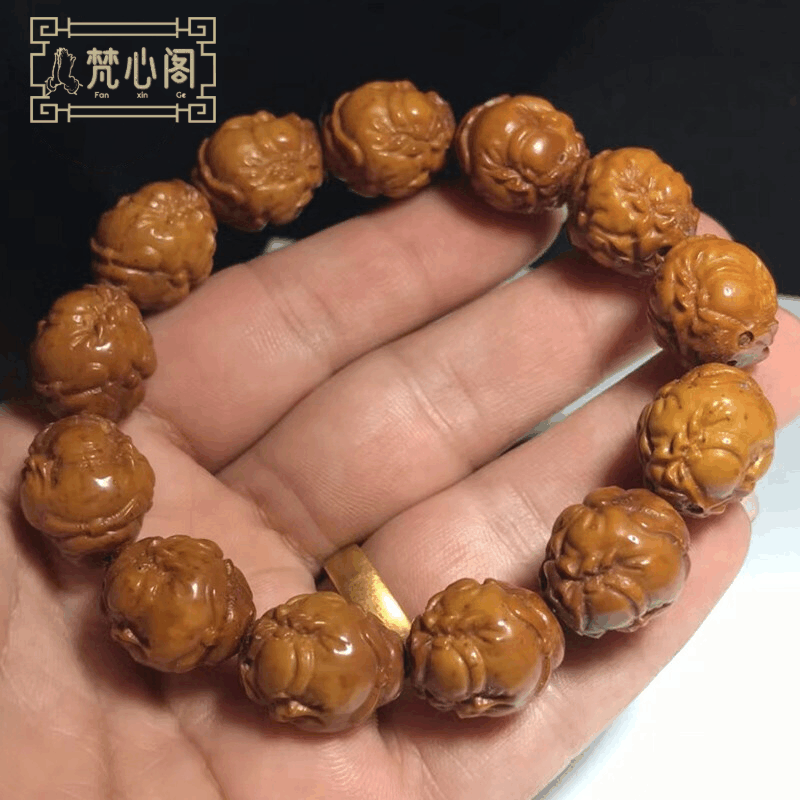 [梵心阁]印尼紫金鼠14-15mm*13颗 雕刻款 关羽 财神夏季男士文玩 菩提子手串佛珠不怕油不怕汗图片