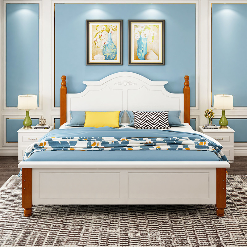 实木床欧式主卧现代简约1.5米床经济型双人床1.8米田园公主床韩式