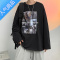喻娄长袖T恤男春秋季百搭潮牌ins潮流宽松印花打底衫情侣休闲上衣
