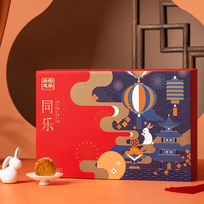 天伦之乐同乐590g 广式凤梨味奶黄酥心月饼中秋月饼礼盒