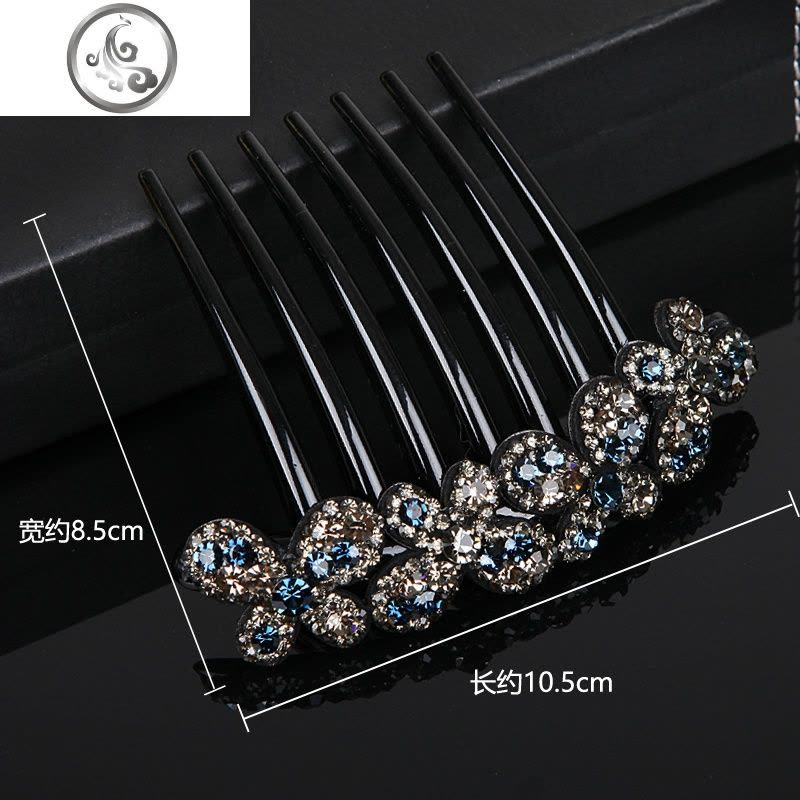 日韩发饰韩国蝴蝶水钻发梳气质盘发七齿成人插梳镶钻发卡发叉头饰 JiMi图片