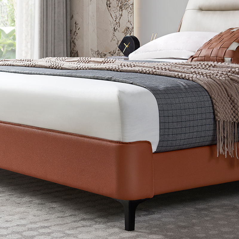 [cbd]sn-dkh051橙意床架 真皮欧式古典双人床高端大气