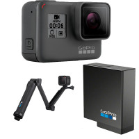 GoPro HERO 6 Black 运动摄像机 (家庭户外旅行普及版配件套包) 4K视频 裸机10米防水 智能语音控制