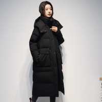 雪中飞极寒新款羽绒服女装中长款过膝休闲加厚工装羽绒外套