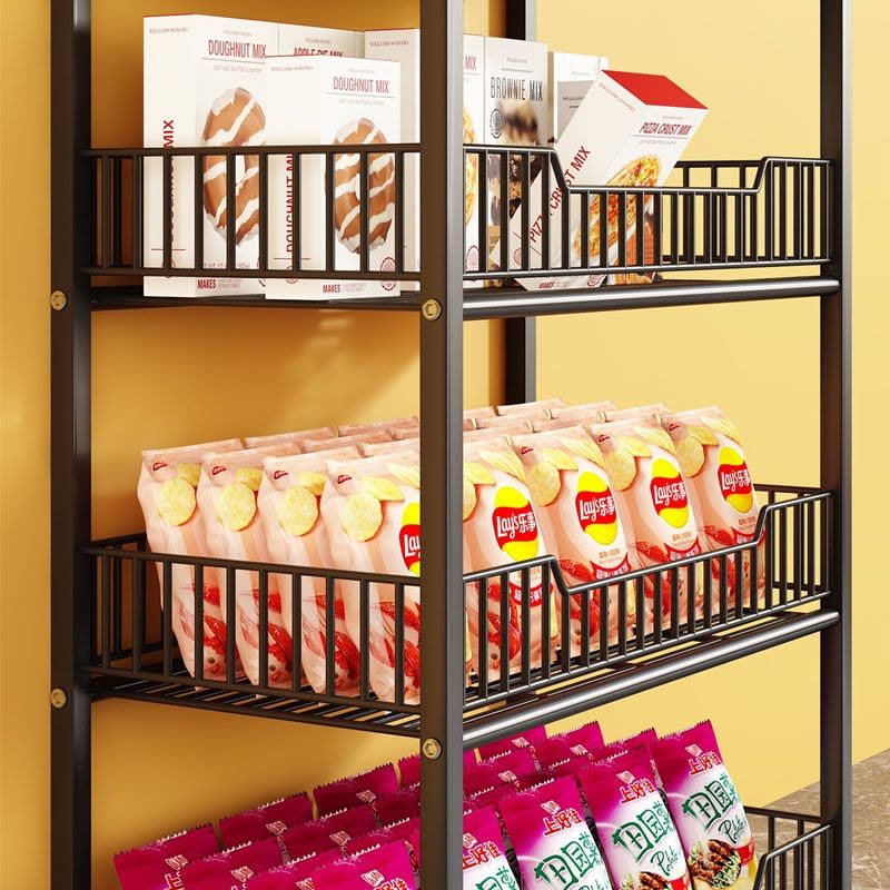 如华福禄超市零食货架网红饮料小食品玩具展示架便利店收银台多层置物架子图片