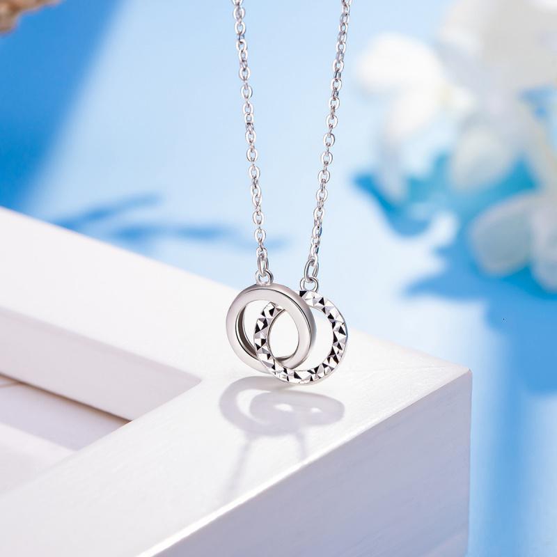 老庙黄金 pt950铂金项链双圆圈车花吊坠套链