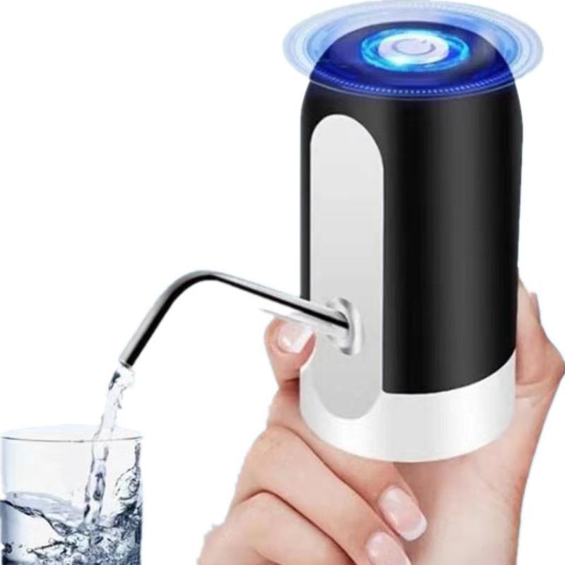 厂家直销家用小型电动饮水机自动便携吸水压水器充电桶装水抽水器 速冲耐用-黑色(304不锈钢出水管)