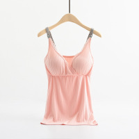Three Sons哺乳背心喂奶哺乳上衣孕妇吊带产后打底衫春秋薄款春 XL 粉色