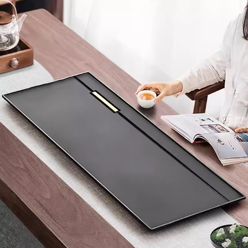 方然乌金石茶盘-光辉岁月 带排水口50*25*3cm